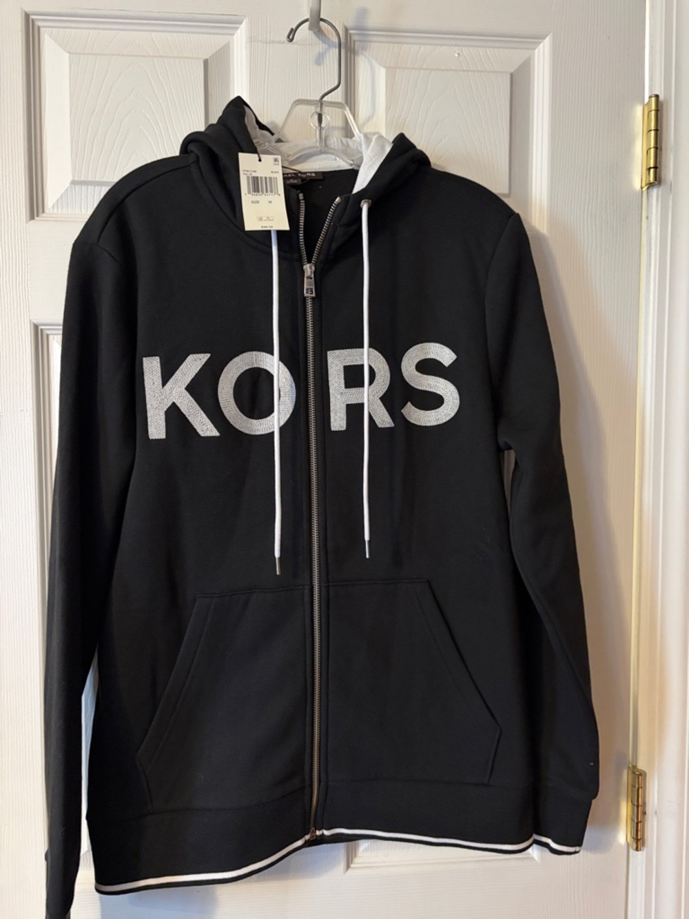 Michael Kors Black Hoodie with Silver KORS Logo